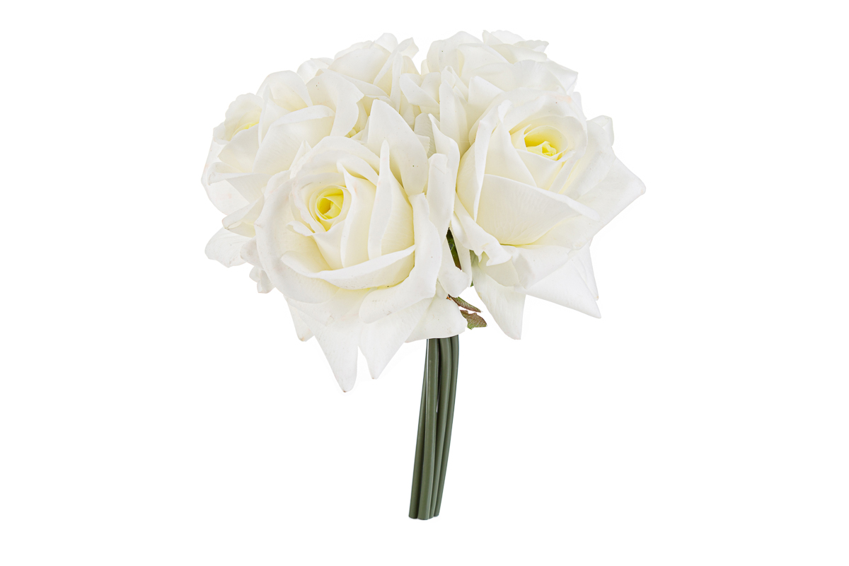 SET 5 ROSE PLASTICA REAL TOUCH 30CM COL.BIANCO