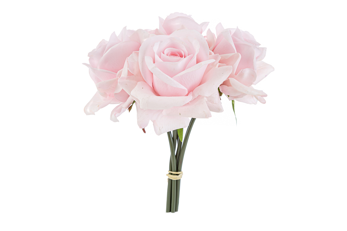 SET 5 ROSE PLASTICA REAL TOUCH 30CM COL.ROSA