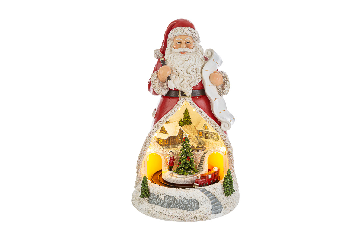BABBO NATALE RESINA LUCI  +8 MELODIE 18,5x18,5xh.30CM